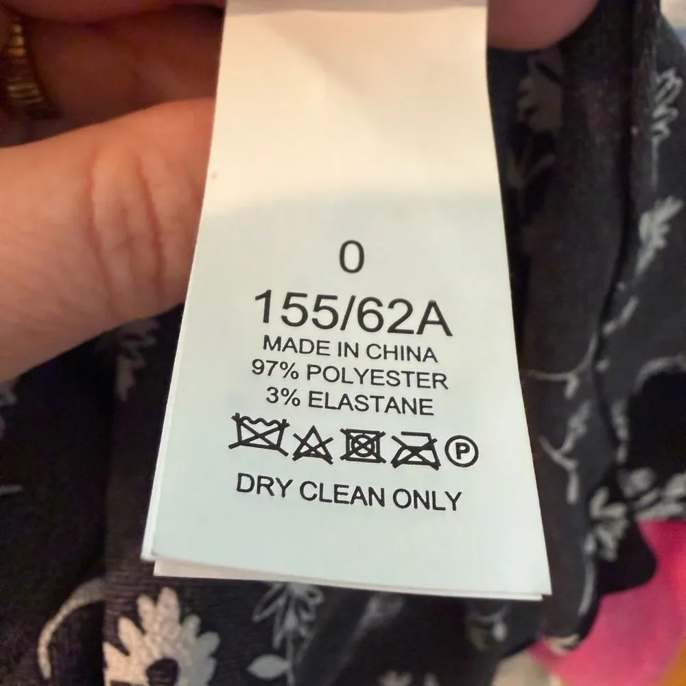 Kate Spade New York Black White Floral Button Midi Skirt High Rise Size 0